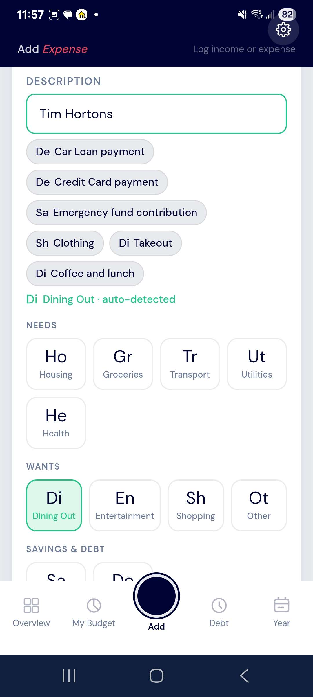 Quick Expense Logging