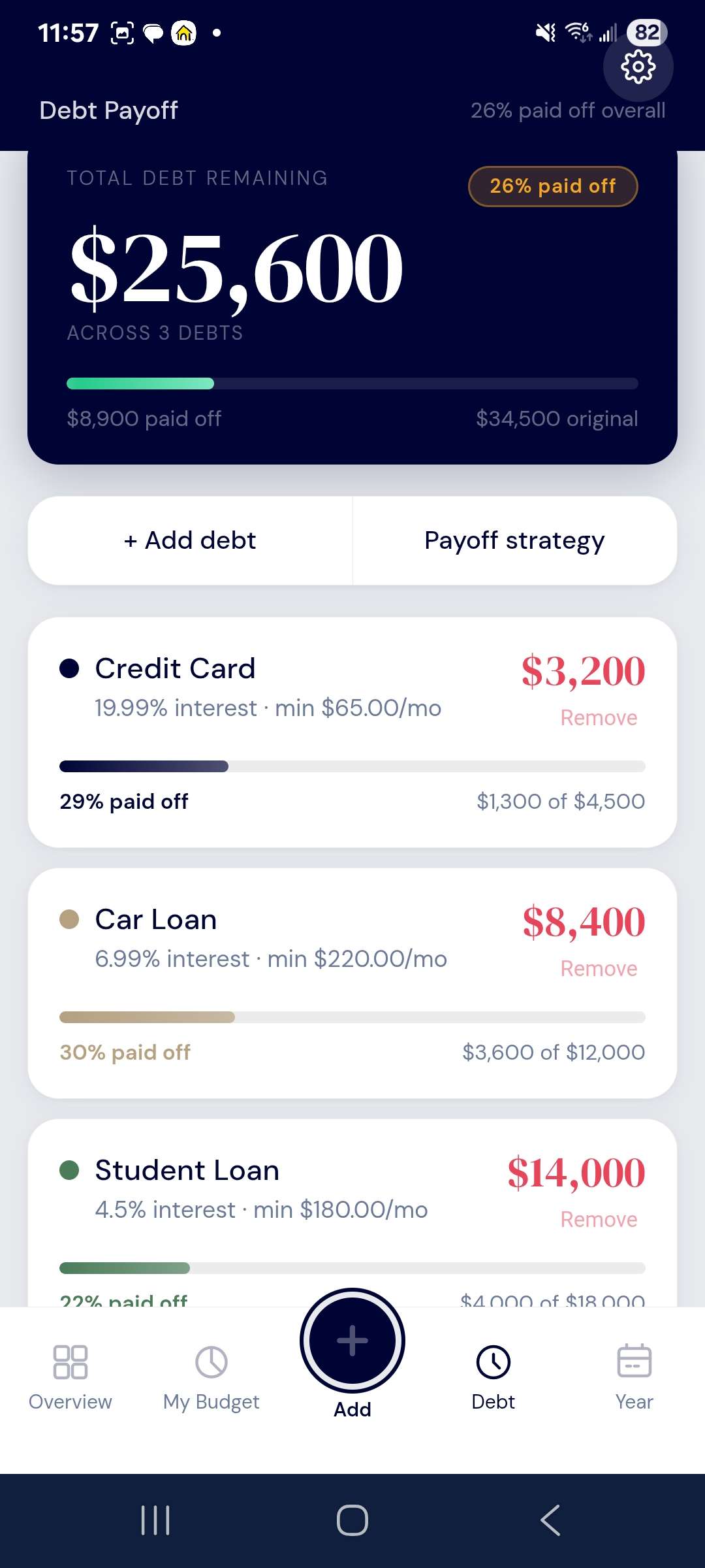 Debt Payoff Tracking